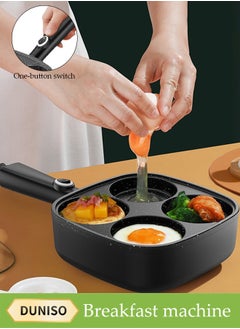 4-HoleFrying Egg Pan, Home Use, Breakfast Egg Hamburger Pancake Pan, Suitable For Hamburger Egg Ham Pancake Machine, Non-Stick Pan, Black