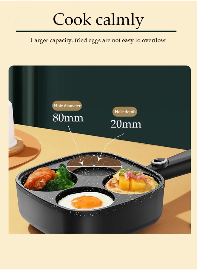 DUNISO - 4-HoleFrying Egg Pan, Home Use, Breakfast Egg Hamburger Pancake Pan, Suitable For Hamburger Egg Ham Pancake Machine, Non-Stick Pan, Black - Image 1