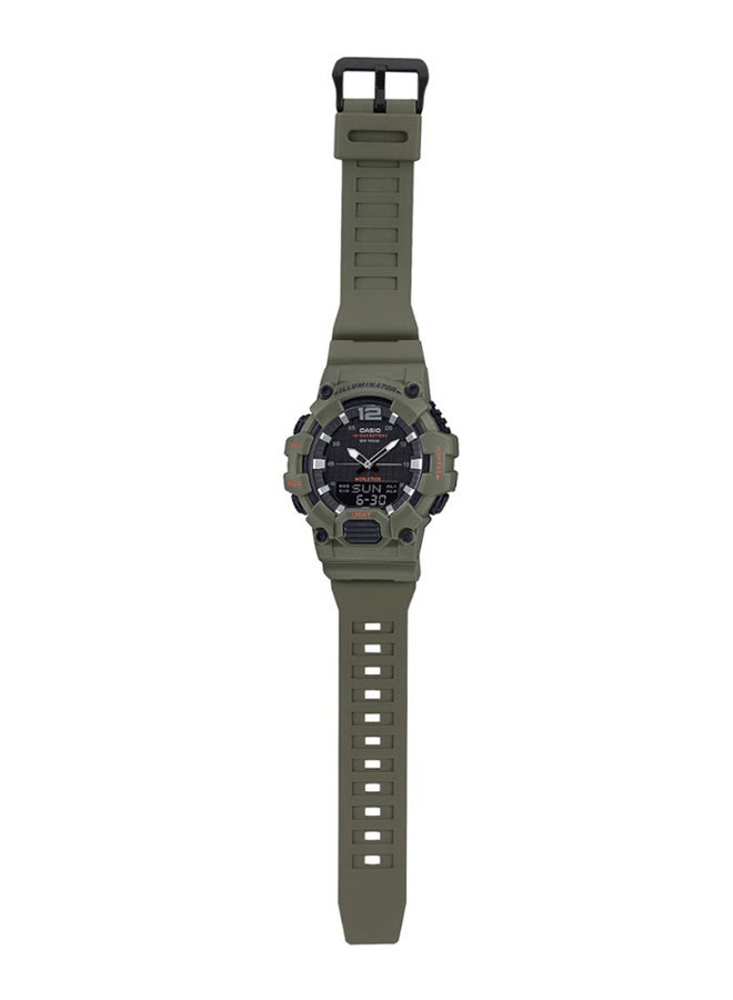 كاسيو ساعة يد رقمية وبعقارب وسوار من الراتينج طراز HDC-700-3A2VDF - قياس 49 مم - لون أخضر رجال - Image 5