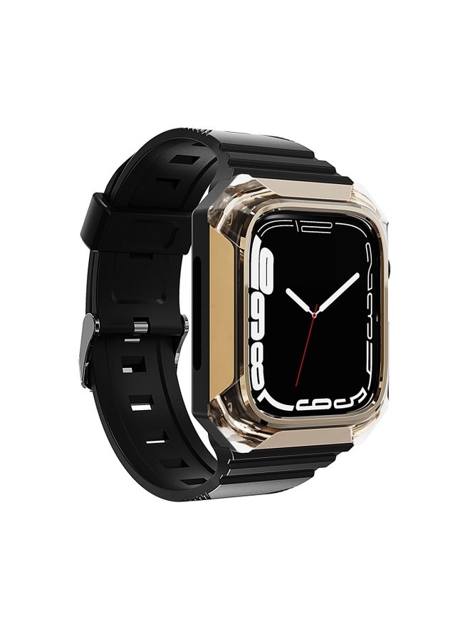 BURAQ Protective Cover Armor Case Integrated TPU Watch Band For Apple Watch SE 2022 40mm(Gold)