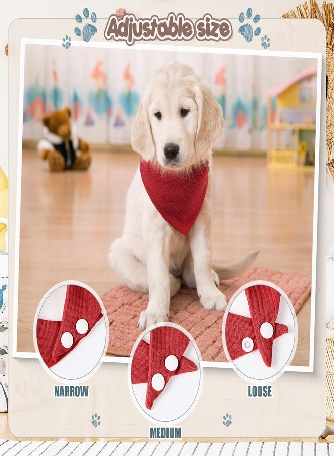Bunnycool 10 Pcs Muslin Cotton Triangle Bandanas Reversible Pet Bibs Scarf Dog Scarves with Two Snaps Apparel Accessories Kerchief for Small to Medium Puppy Cat(Deep & Dynamic Color) - Image 3