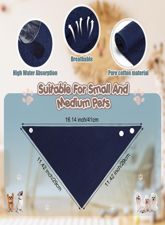 Bunnycool 10 Pcs Muslin Cotton Triangle Bandanas Reversible Pet Bibs Scarf Dog Scarves with Two Snaps Apparel Accessories Kerchief for Small to Medium Puppy Cat(Deep & Dynamic Color) - Image 2