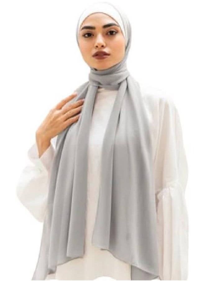 ماركة غير محددة حجاب نسائي شيفون لون رمادي 200*75 