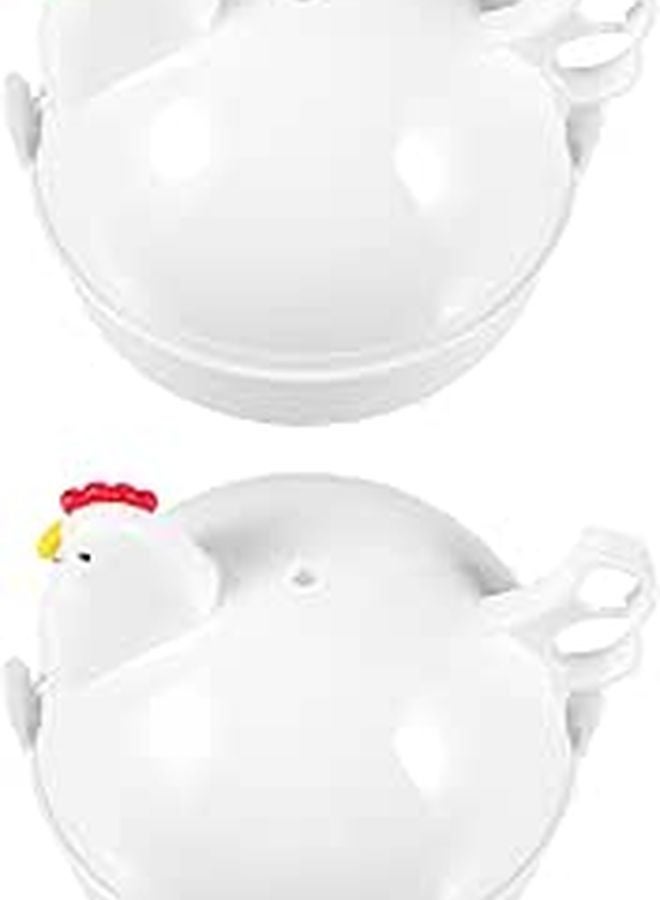Chick Shaped Microwave Egg Steamer Set 2 Pieces Plastic Reusable Egg Cooker - Image 1