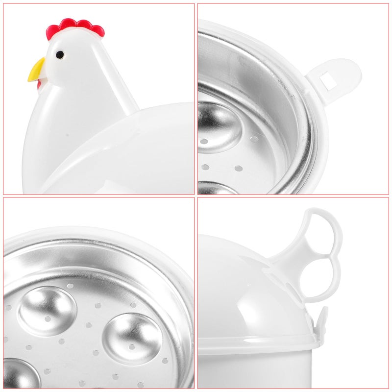 Chick Shaped Microwave Egg Steamer Set 2 Pieces Plastic Reusable Egg Cooker - Image 4