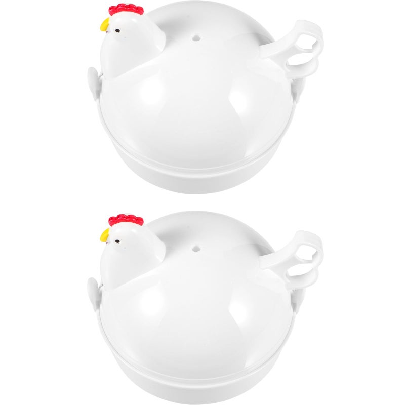 Chick Shaped Microwave Egg Steamer Set 2 Pieces Plastic Reusable Egg Cooker - Image 2