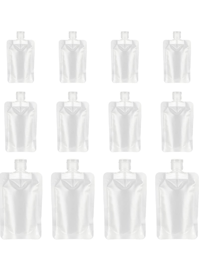 Generic Refillable Squeeze Travel Bags, 12-Pack Stand-Up Liquid Containers for Lotion, Shampoo, Cream, and Hand Soap (30ml/50ml/100ml) - Portable Travel Size Wash Bag. - Image 1