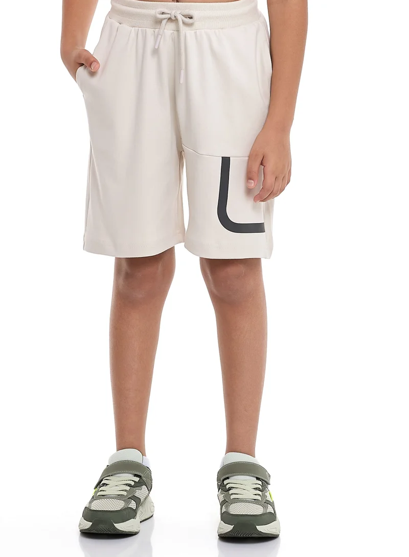 victor and jane Oversized - Boys' Jacquard 2-Piece Set - T-Shirt and Matching Shorts with Pocket Detail