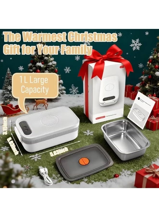 Cordless Electric Lunch Box for Adults – 35,000mAh Fast-Charging Self-Heating Food Warmer with 7-Level Timer & 4 Temperature Settings, 1L Large Capacity Leak-Proof 304 Stainless Steel Container for Office, Travel, Camping, and Outdoor Adventures - Image 2