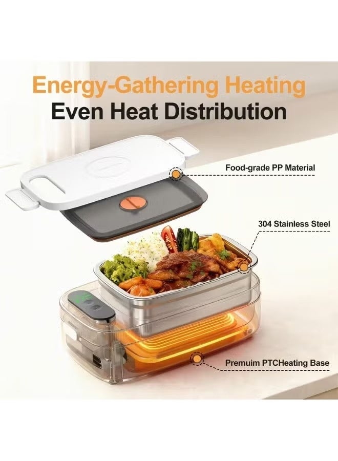 Cordless Electric Lunch Box for Adults – 35,000mAh Fast-Charging Self-Heating Food Warmer with 7-Level Timer & 4 Temperature Settings, 1L Large Capacity Leak-Proof 304 Stainless Steel Container for Office, Travel, Camping, and Outdoor Adventures - Image 5