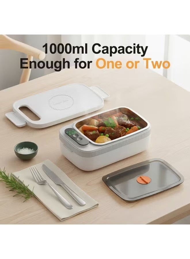 Cordless Electric Lunch Box for Adults – 35,000mAh Fast-Charging Self-Heating Food Warmer with 7-Level Timer & 4 Temperature Settings, 1L Large Capacity Leak-Proof 304 Stainless Steel Container for Office, Travel, Camping, and Outdoor Adventures - Image 4