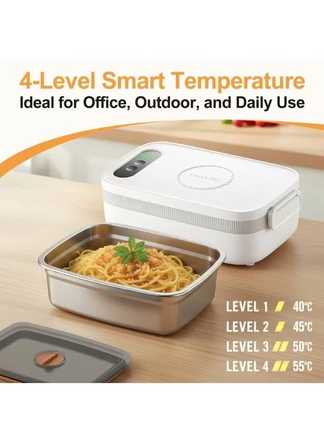 Cordless Electric Lunch Box for Adults – 35,000mAh Fast-Charging Self-Heating Food Warmer with 7-Level Timer & 4 Temperature Settings, 1L Large Capacity Leak-Proof 304 Stainless Steel Container for Office, Travel, Camping, and Outdoor Adventures - Image 3