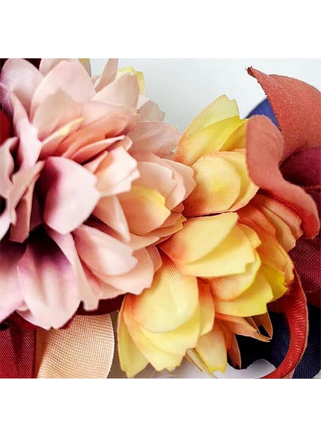 Lemon Mexican Rose Flower Crown Headband, Floral Hairbands Cosplay Headwear Hair Accessory for Halloween Wedding Party - Image 5