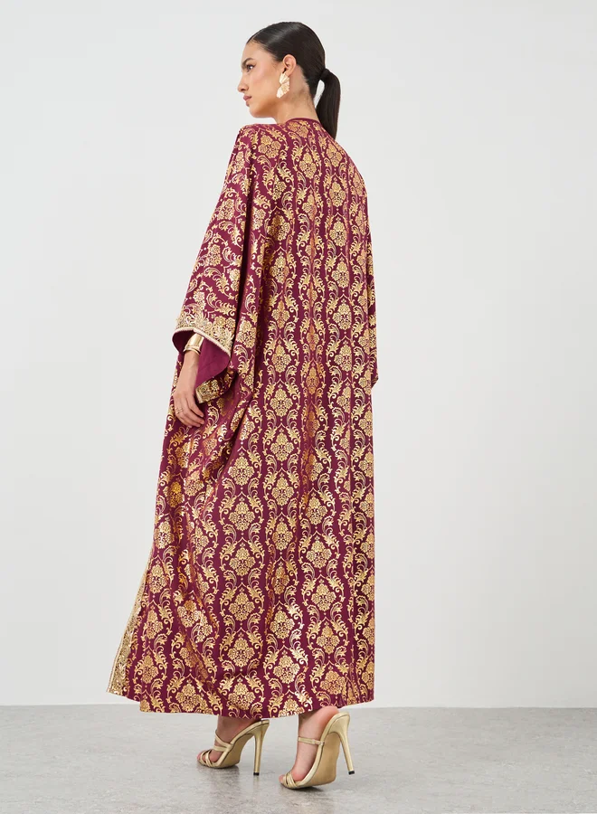 تايك تو Take Two Floral Print Open Front Kimono with Maxi Dress Set