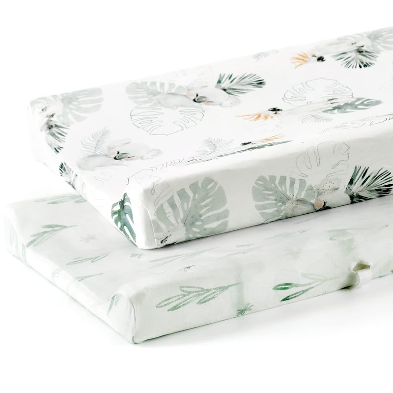 GRSSDER Stretch Ultra Soft Jersey Knit Changing Pad Cover Set 2 Pack Change Table Pad Covers Fit 3234 x 16 Pads Safe and Snug Stylish Watercolor Animals for Baby Mint Green