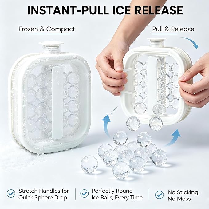 Portable Silicone Ice Ball Maker Kettle, 2 in 1 Instant-Pull Ice Maker Kettle with Pull Handles, Store & Release Perfect Iceballs with Ease, Easy Release Freezer, for Home Bar & Outdoor (Pink) - Image 2