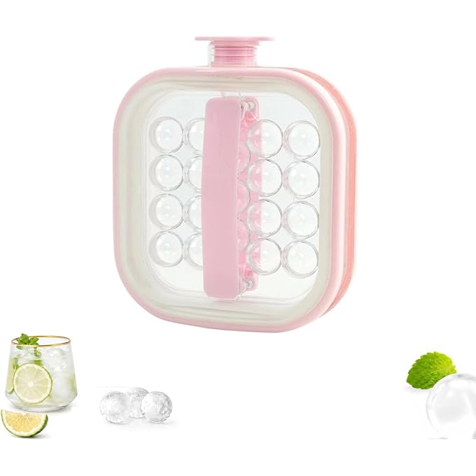Portable Silicone Ice Ball Maker Kettle, 2 in 1 Instant-Pull Ice Maker Kettle with Pull Handles, Store & Release Perfect Iceballs with Ease, Easy Release Freezer, for Home Bar & Outdoor (Pink) - Image 1