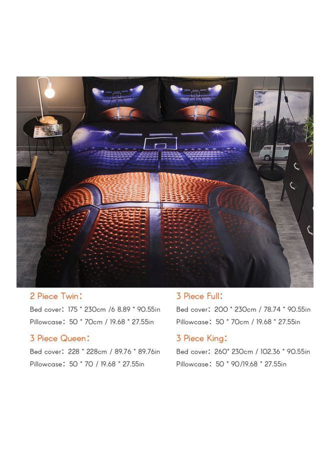NIBEMINENT 3-Piece Basketball Printed Bedcover Set Polyester Black/Purple/Orange - Image 3