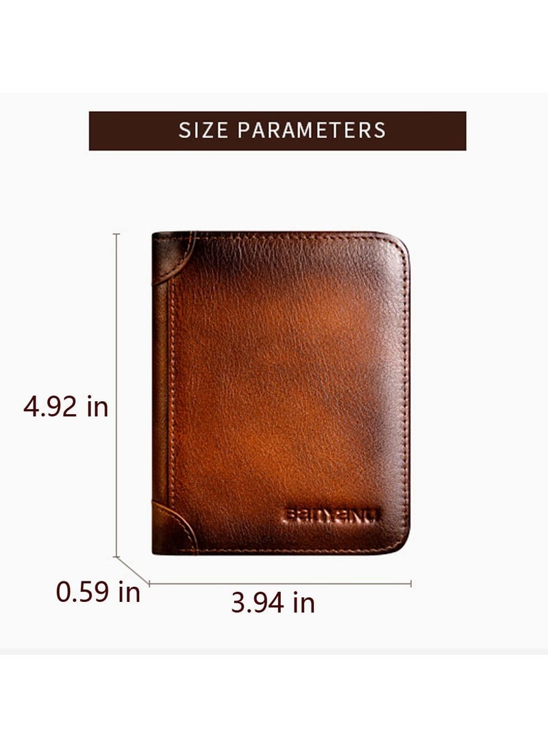 BanYaNu SENYIDUCAN RFID Trifold Wallet for Men - Mens Genuine Leather Wallets - 11 Credit Card Holders - Mens Tri Fold Wallet with 2 Money Cash Slots - Gift For Man - Image 2