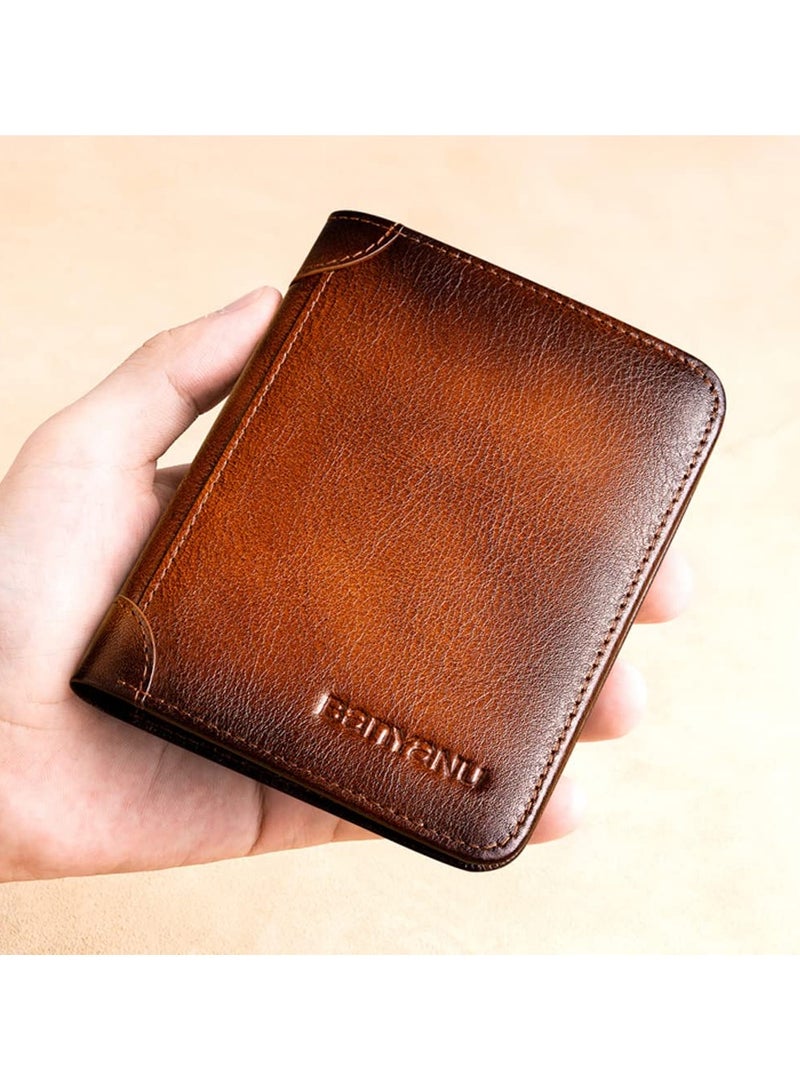 BanYaNu SENYIDUCAN RFID Trifold Wallet for Men - Mens Genuine Leather Wallets - 11 Credit Card Holders - Mens Tri Fold Wallet with 2 Money Cash Slots - Gift For Man - Image 5