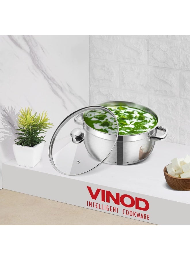 VINOD قدر بريمين من الفولاذ المقاوم للصدأ/وعاء صلصة/وعاء مرق/وعاء طهي مع غطاء زجاجي - Image 2