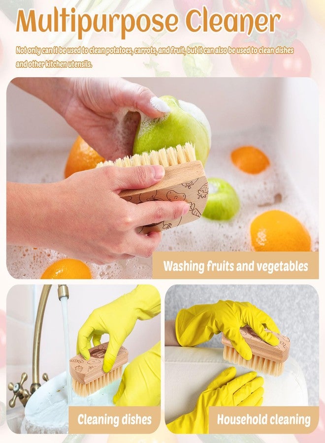 ZJoey Vegetable and Fruit Cleaning Brush Scrubber Beechwood Handle Fruits Veggie Wash Brushes Potato Carrot Cucumber Mushrooms Washing Cleaner(Beige, 2) - Image 5