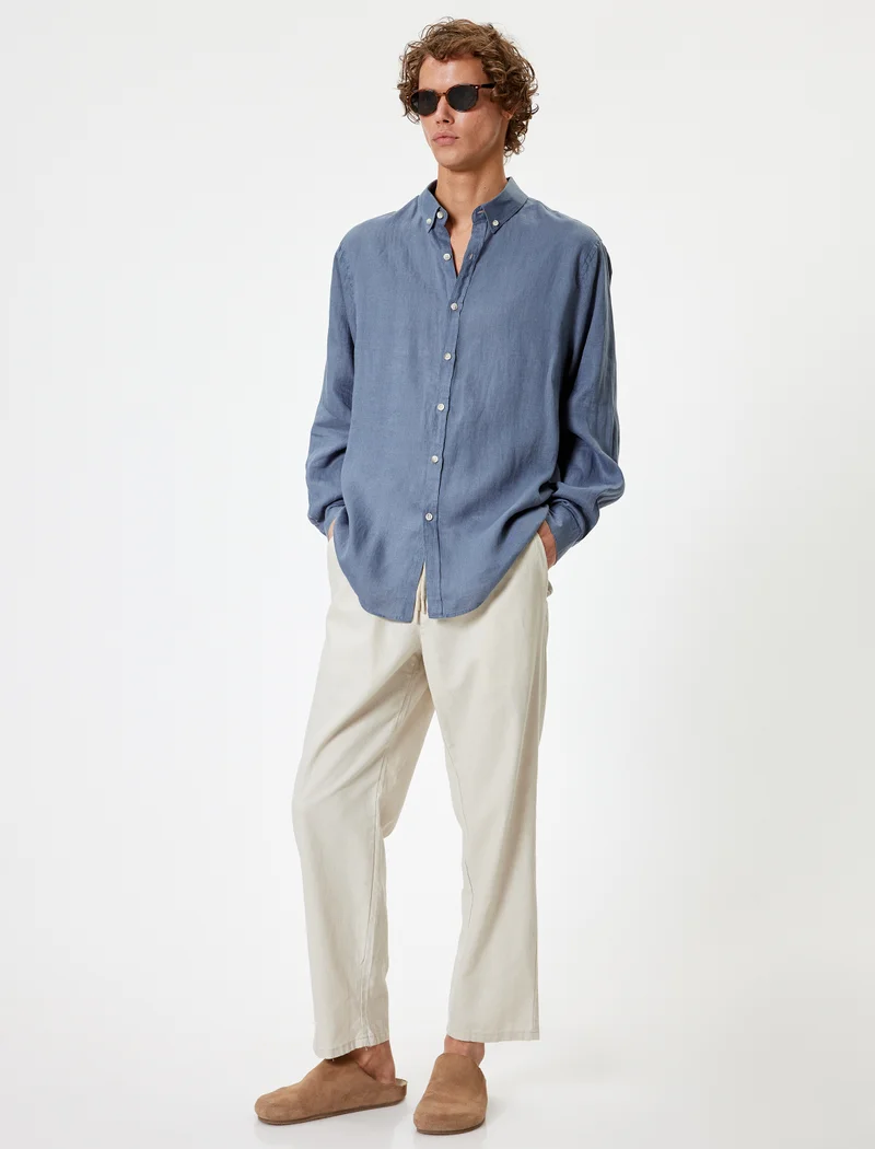 كوتون Linen Shirt Classic Neck