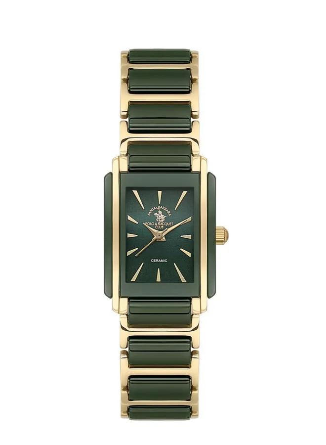 SANTA BARBARA POLO & RACQUET CLUB Santa Barbara Polo & Racquet Club - Noble Women's Watch | Steel and Ceramic Band with Steel Case | Analog | Square Dial | Ceramic | Japanese Quartz | Water Resistance 50 Meters