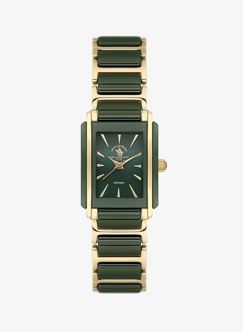 SANTA BARBARA POLO & RACQUET CLUB Santa Barbara Polo & Racquet Club - Noble Women's Watch | Steel and Ceramic Band with Steel Case | Analog | Square Dial | Ceramic | Japanese Quartz | Water Resistance 50 Meters