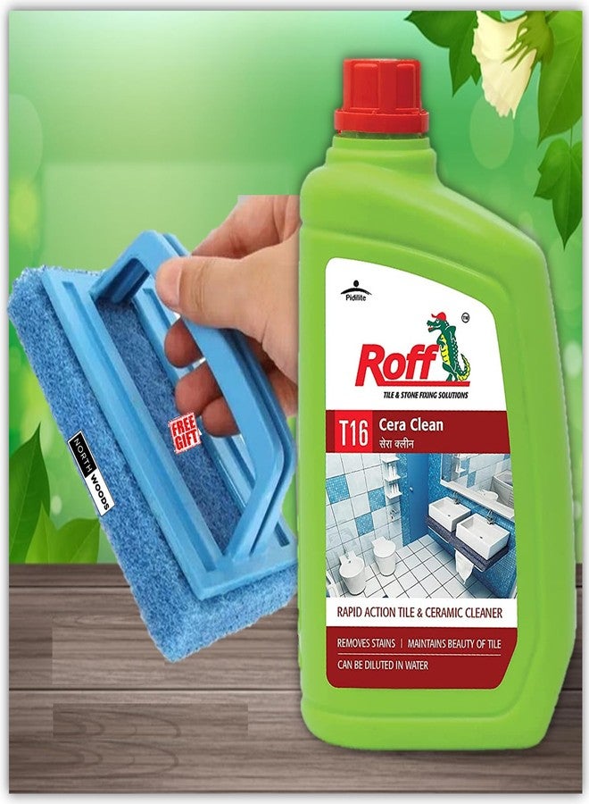 Roff Cera Tile Cleaner,Rapid Action Tile,Concentrated Liquid for Tough Stains,Multi-surface Floor and Tile Cleaner 1000 ml-(Roff Tile Cleaner & Tile Brush) - Image 1
