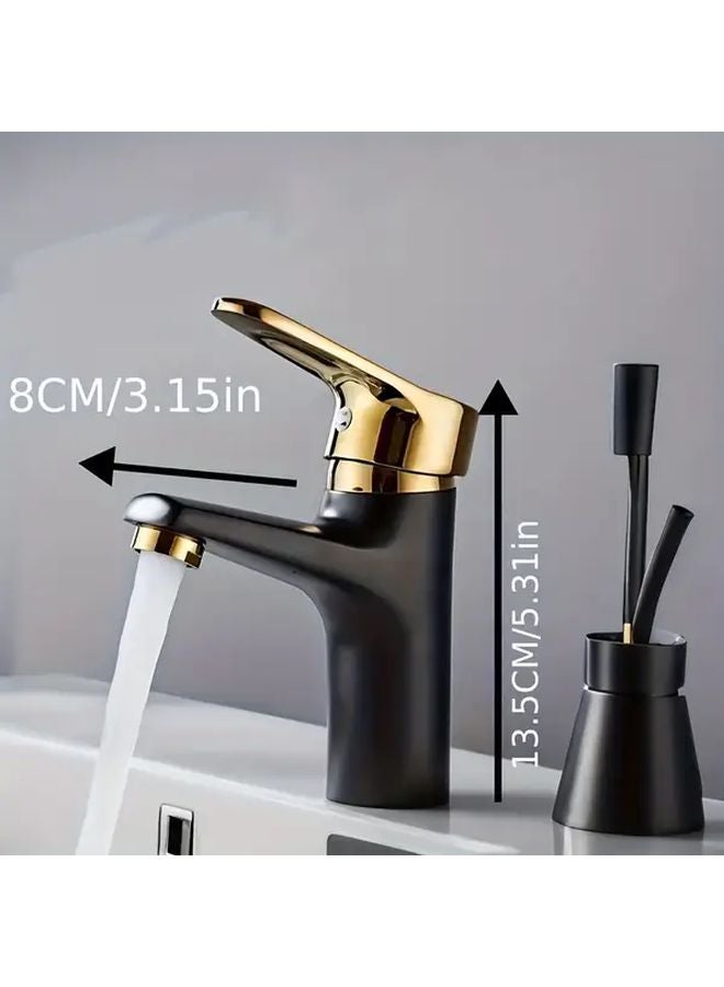 Deluxe Black Golden Hot and Cold Bathroom Faucet Single Hole 304 Stainless Steel - Image 4