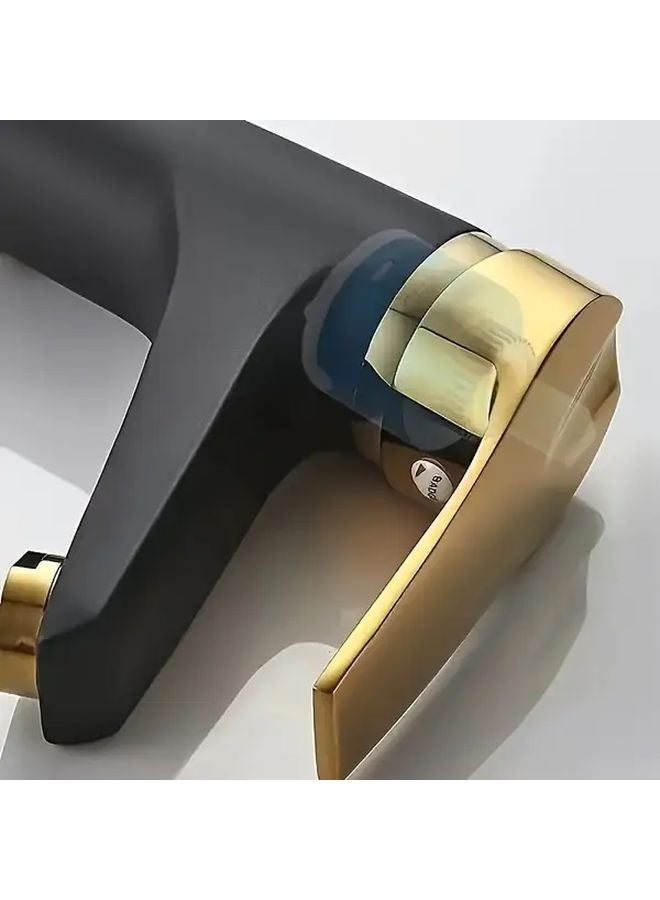 Deluxe Black Golden Hot and Cold Bathroom Faucet Single Hole 304 Stainless Steel - Image 3