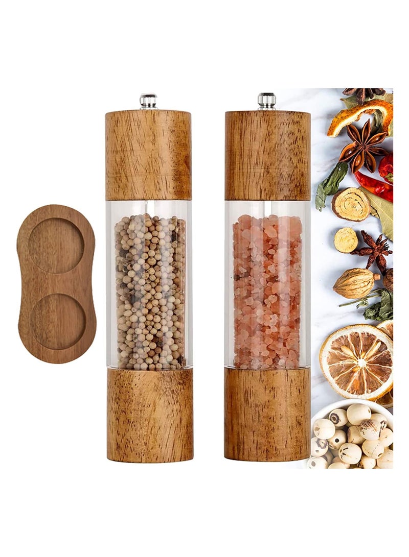 general 2-Pack Pepper and Salt Mill Set, Premium Acrylic and Wooden Manual Salt and Pepper Mills with Visible Window, High Capacity and Adjustable Roughness - Image 1