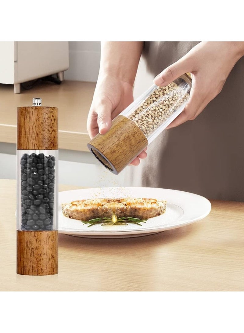 general 2-Pack Pepper and Salt Mill Set, Premium Acrylic and Wooden Manual Salt and Pepper Mills with Visible Window, High Capacity and Adjustable Roughness - Image 3