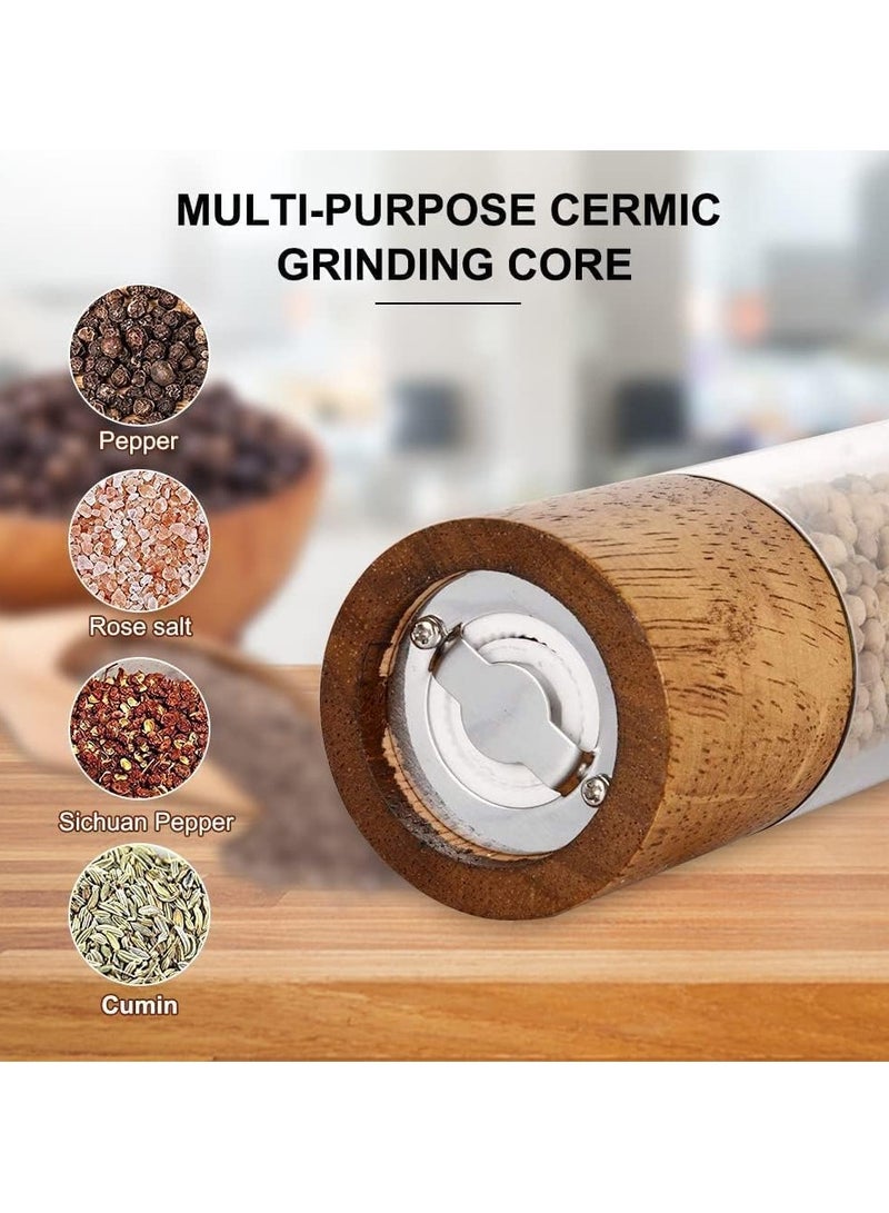 general 2-Pack Pepper and Salt Mill Set, Premium Acrylic and Wooden Manual Salt and Pepper Mills with Visible Window, High Capacity and Adjustable Roughness - Image 4