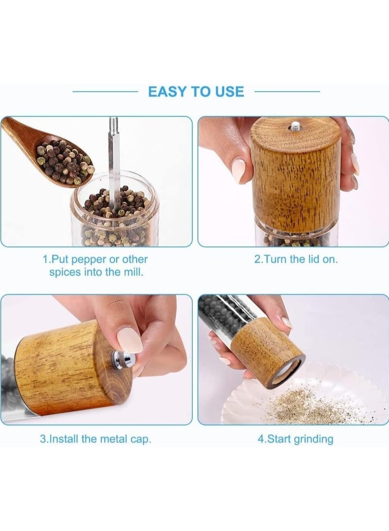 general 2-Pack Pepper and Salt Mill Set, Premium Acrylic and Wooden Manual Salt and Pepper Mills with Visible Window, High Capacity and Adjustable Roughness - Image 5