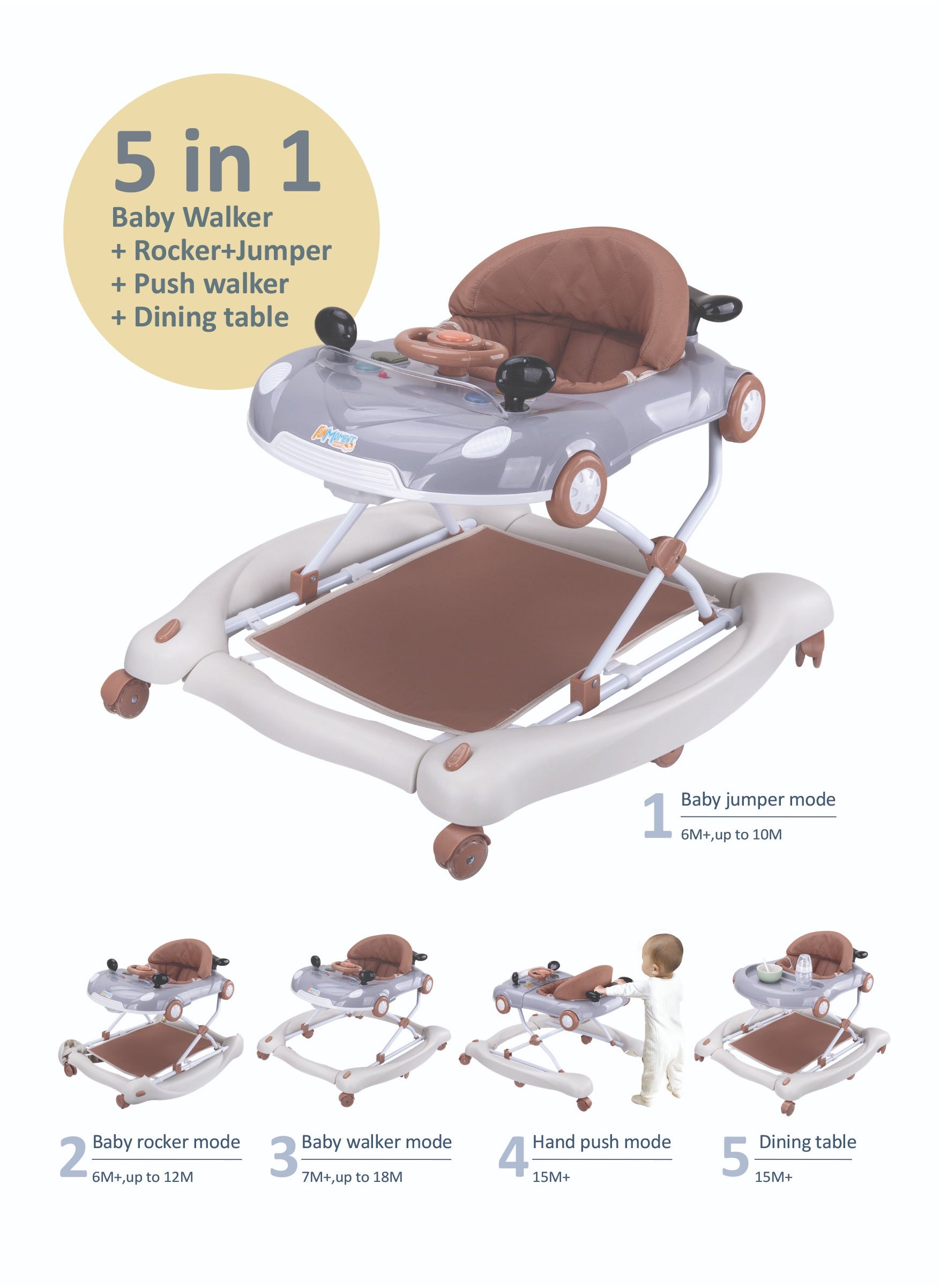 Multifunctional Foldable Baby Walker 