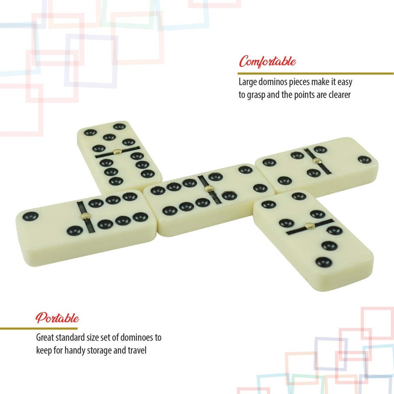 ERLLE - Jumbo Dominoes Set, Extra-Large Double Six Domino Set for Kids & Adults, Premium Giant Dominoes for Outdoor & Indoor Games, Classic Mexican Train, Chicken Foot, and Family Game Night Fun - Image 5