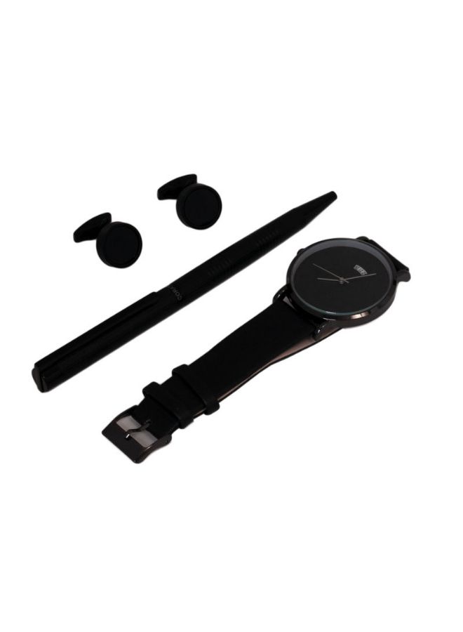 كوراتو طقم ساعة يد بعقارب مع قلم وأزرار أكمام القمصان - Image 3