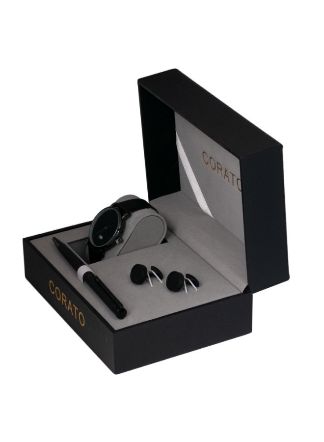 كوراتو طقم ساعة يد بعقارب مع قلم وأزرار أكمام القمصان - Image 2