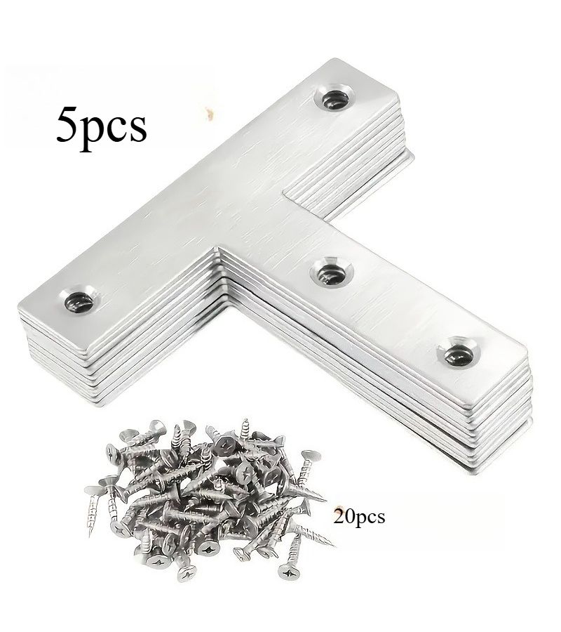 25pcs Stainless Steel T Brackets 90 Degree Angle Brackets For Wooden Shelves And Cabinets Heavy Duty Construction Durable Corrosion Resistant T Design Hardware For Woodworking Shelf Support - Image 3