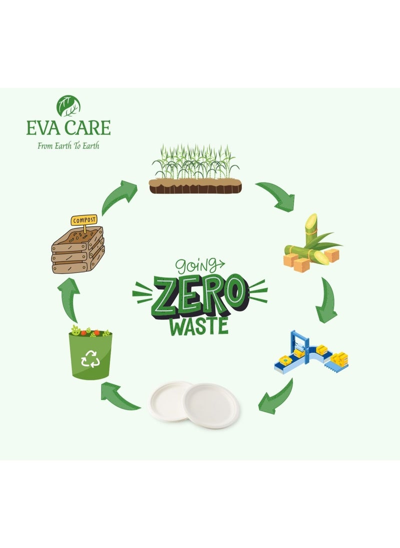 Eva Care - 9" SQUARE 3 COMPARTMENT DISPOSABLE PLATES (BIODEGRADABLE, PACK OF 10) - Image 1