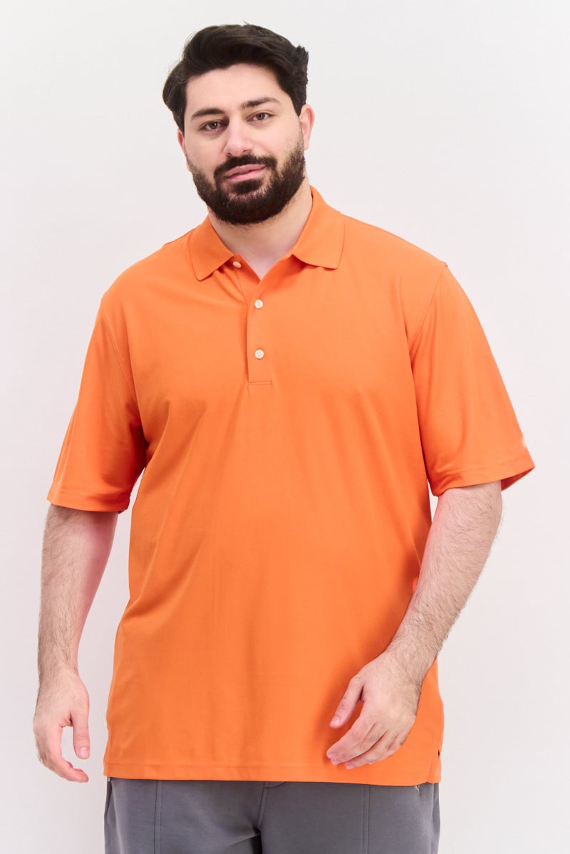 Greg Norman تي شيرت تدريب بأكمام قصيرة للرجال، أداء متميز، برتقالي - Image 1