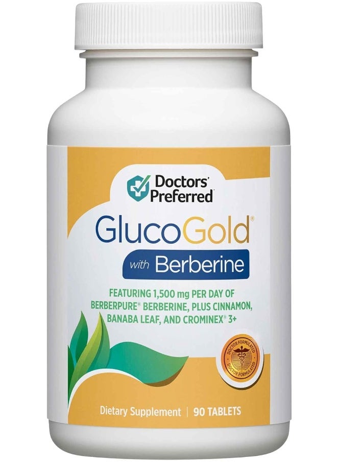 DOCTORS PREFERRED - DOCTORS' PREFERRED GlucoGold with 1500 mg per Day of BerberPure Berberine, Concentrated Cinnamon, Chromium, Banaba Leaf Extract (90 Tablets) - Image 1