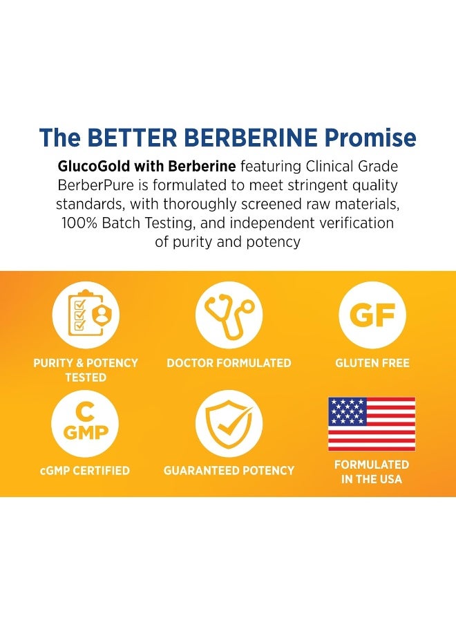 DOCTORS PREFERRED - DOCTORS' PREFERRED GlucoGold with 1500 mg per Day of BerberPure Berberine, Concentrated Cinnamon, Chromium, Banaba Leaf Extract (90 Tablets) - Image 1