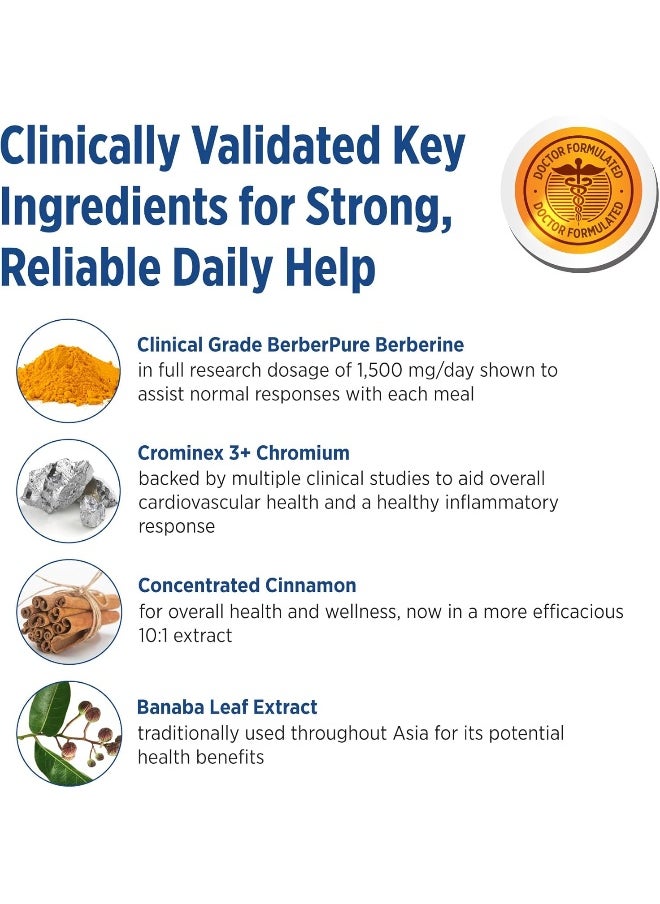 DOCTORS PREFERRED - DOCTORS' PREFERRED GlucoGold with 1500 mg per Day of BerberPure Berberine, Concentrated Cinnamon, Chromium, Banaba Leaf Extract (90 Tablets) - Image 1