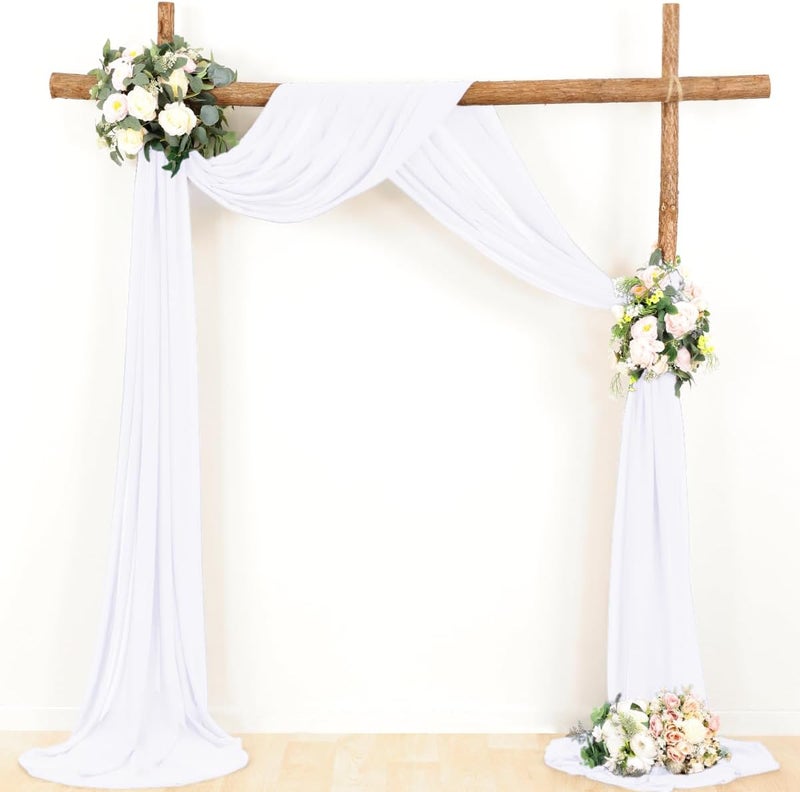 LINXTAR White Wedding Arch Draping Fabric 1 Panel 30'' x 18FT Sheer Chiffon Arch Drapery for Easter Bridal Shower Backdrop Outdoor Party Arches Church Ceremony Decoration - Image 4