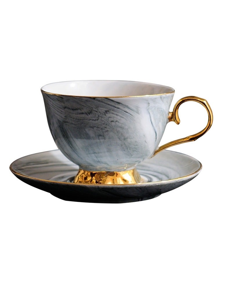 OASIS-TH 2 PCS Marbel Style Ceramic Coffee Cup and Saucer Set, Coffee Cup Tea Cup  for Home Office,250 ML Capacity  - Image 1