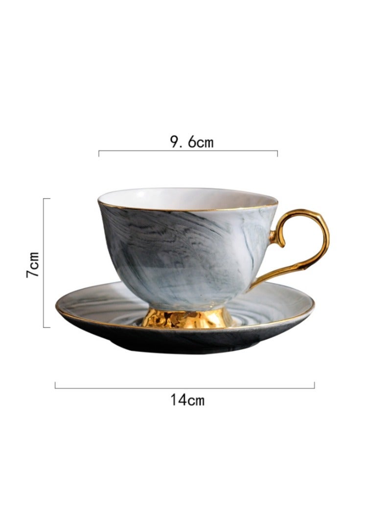 OASIS-TH 2 PCS Marbel Style Ceramic Coffee Cup and Saucer Set, Coffee Cup Tea Cup  for Home Office,250 ML Capacity  - Image 2