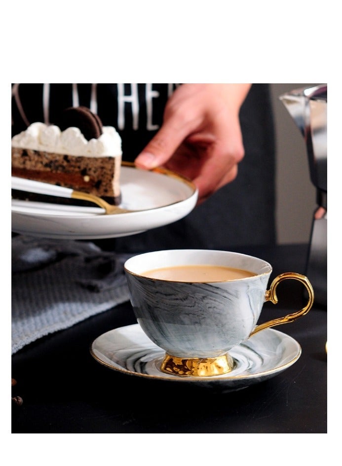 OASIS-TH 2 PCS Marbel Style Ceramic Coffee Cup and Saucer Set, Coffee Cup Tea Cup  for Home Office,250 ML Capacity  - Image 4